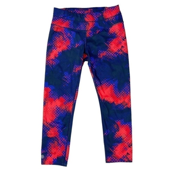 Athleta Sonar Red/Blue Capri Leggings Sz M - Picture 2 of 7
